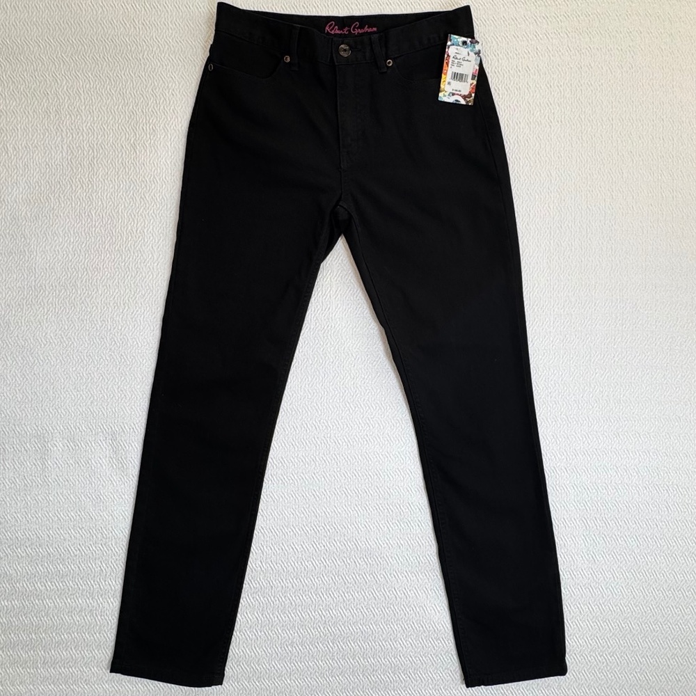 NWT Robert Graham "Hailey" Black Jeans Slim Straight Leg Women's Size 4